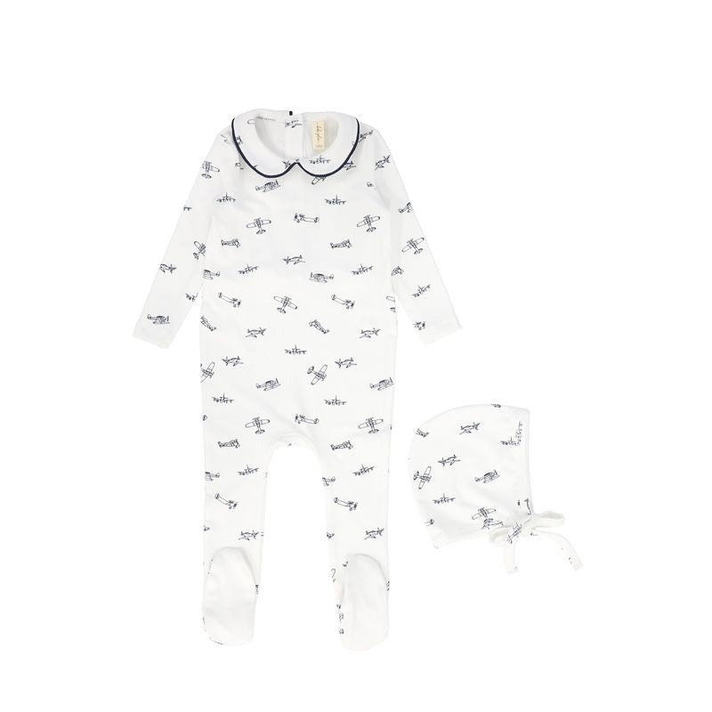 Bebe Jolee Navy Piped Printed Footie