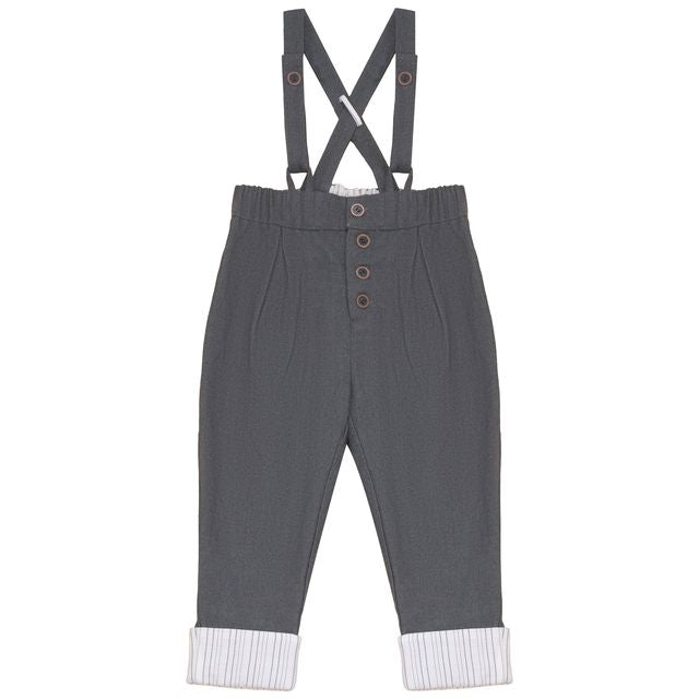 Calla Lili Grey Pants with Suspenders *PREORDER WILL SHIP IN TWO WEEKS*