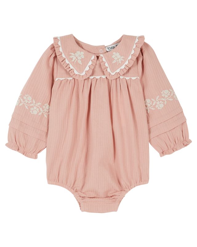Emile & Ida Sakura Embroidered Romper