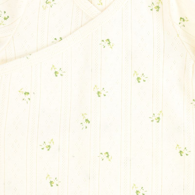 Bebe Jolee White/Green Pointelle Wrap Footie