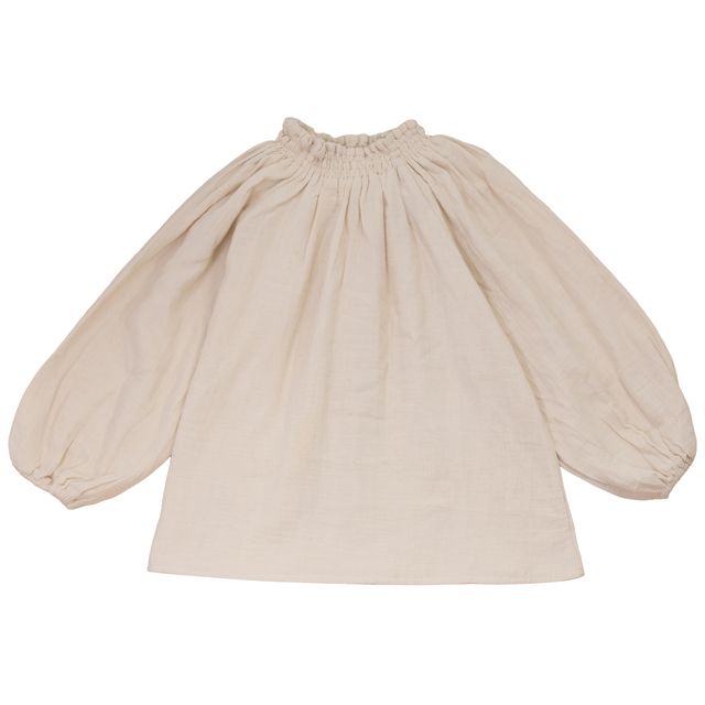 Calla Lili Cream Shirt with Smocked Neck