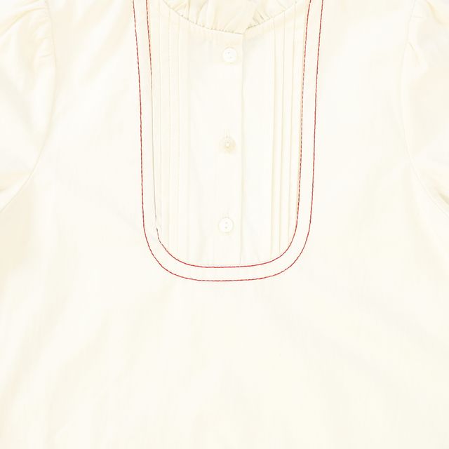 Bamboo Ivory Pleated Bib Blouse