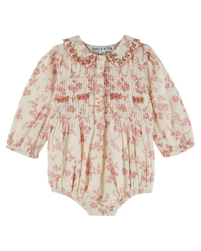 Emile & Ida Rosalie Smocked Embroidered Romper
