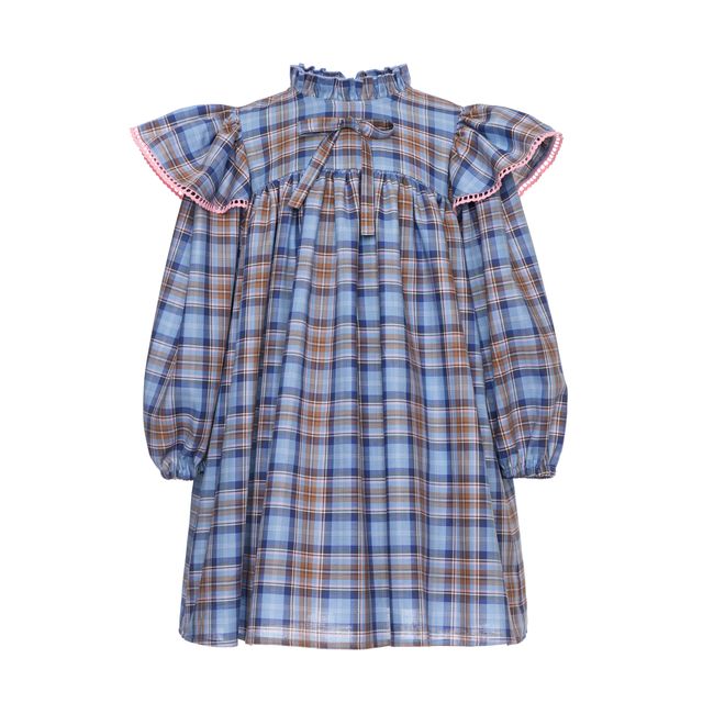 Paade Mode Willow Ruffled Stand-up Collar Blue Dress