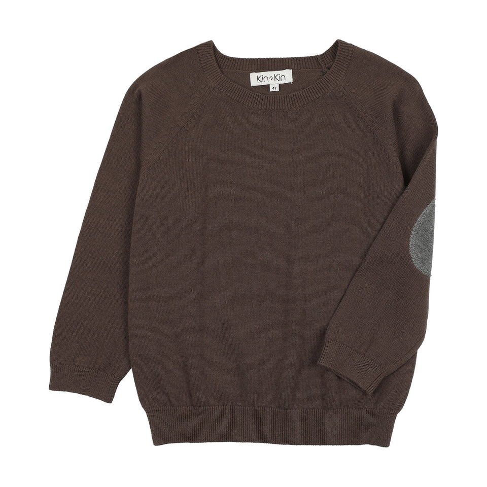 Kin+Kin Brown/Grey Boys Patch Sleeve Sweater