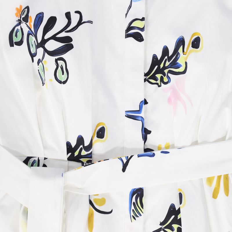 Valentina White Poplin Printed Dress