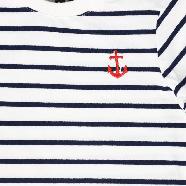 Bamboo Navy Stripe Collar Short Set