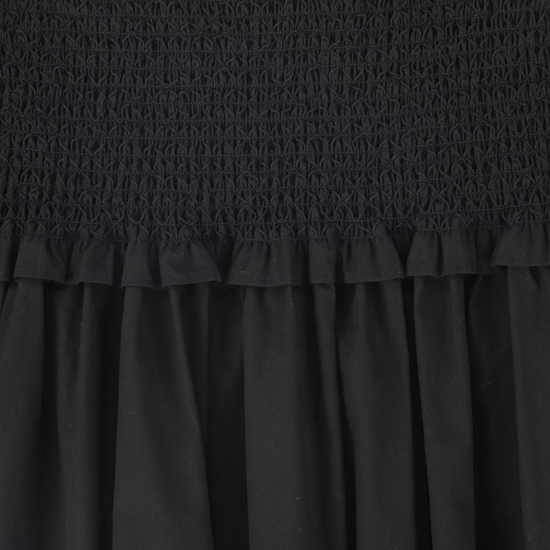 Valentina Black Smock Waist Cotton Skirt