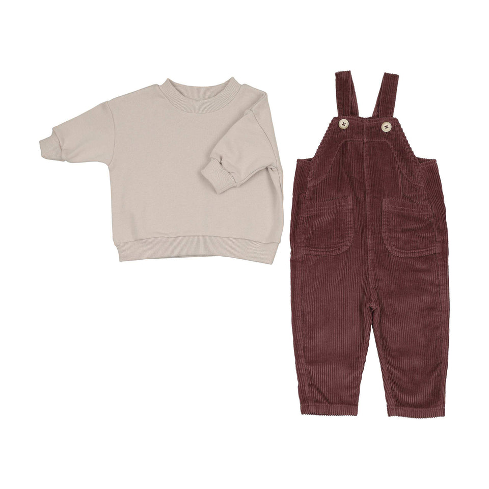 Kin+Kin Mauve Corduroy Overall Set