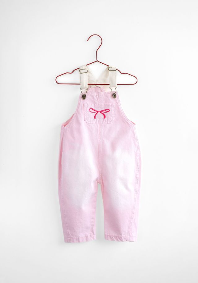 Please Mom Pink Bow Barrel Overall