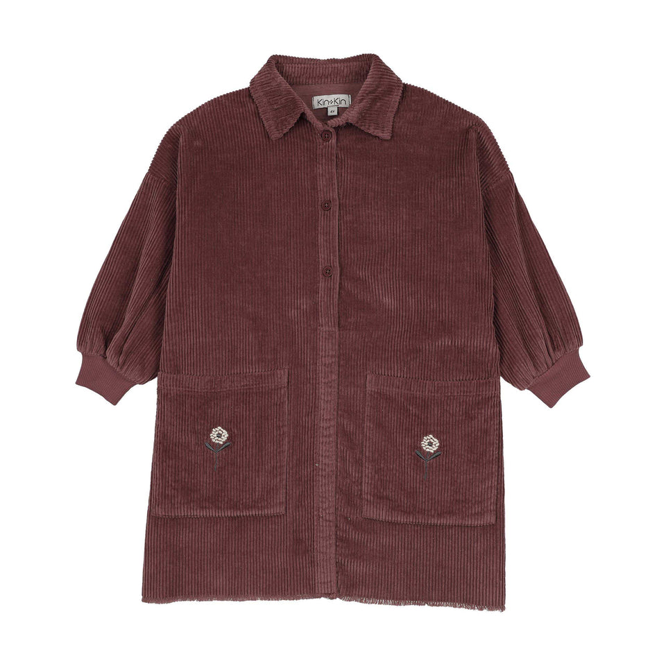 Kin Kin Mauve Corduroy Shirt Dress