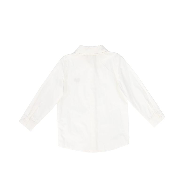 Le Bourdon White/Tan Scallop Stitch Blouse