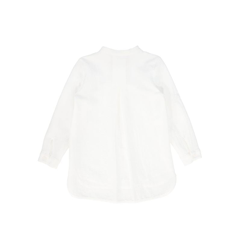 Le Bourdon White Textured Button Blouse