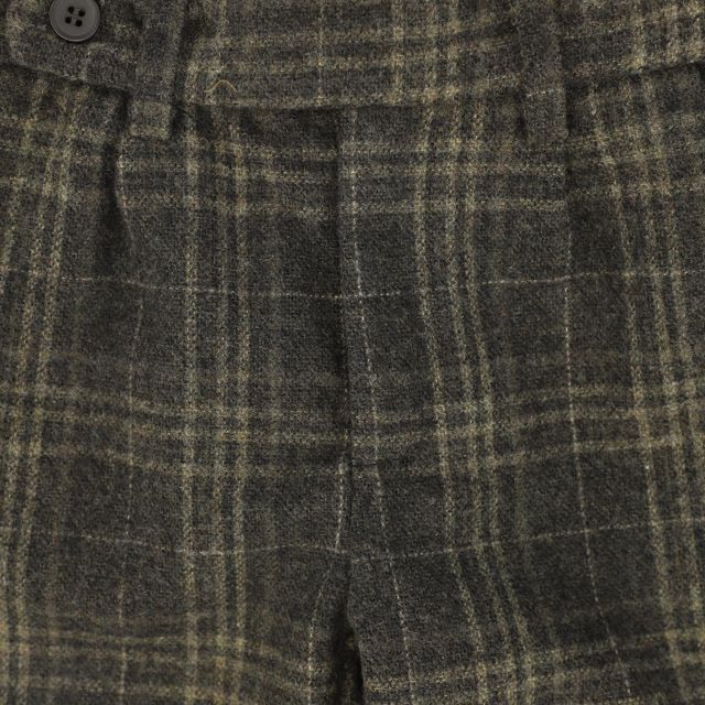 Le Bourdon Olive Plaid Print Pants- Removable Straps