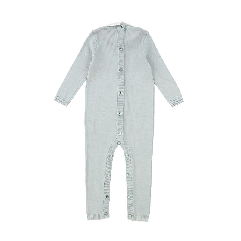 Le Bourdon Green Cable Knit Stripe Collar Romper