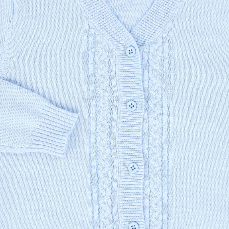 Le Bourdon Blue Cable Knit Stripe Collar Cardigan