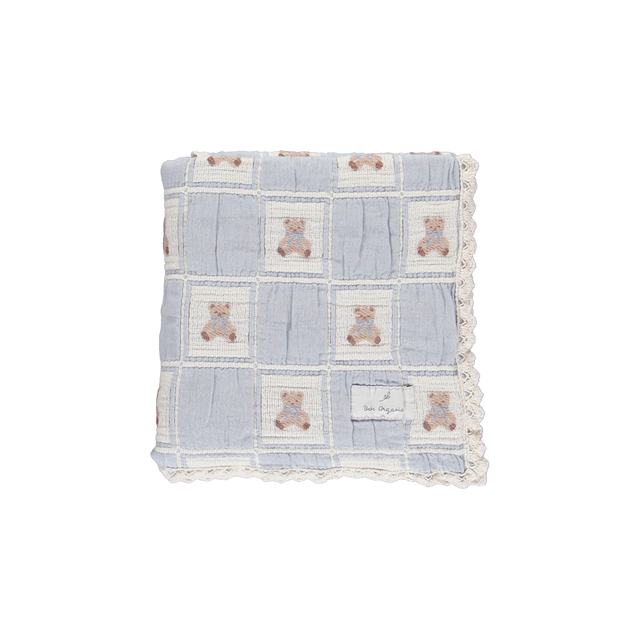 Bebe Organic Teddy Blue Patchwork Blanket