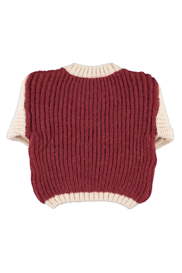 Piupiuchick Bordeaux & Ecru "School Bus" Knit Sweater
