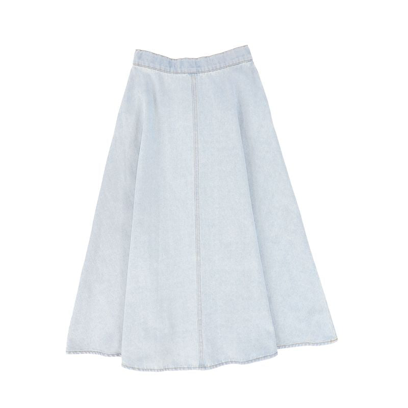 Valentina Light Blue Denim Fly Front Skirt