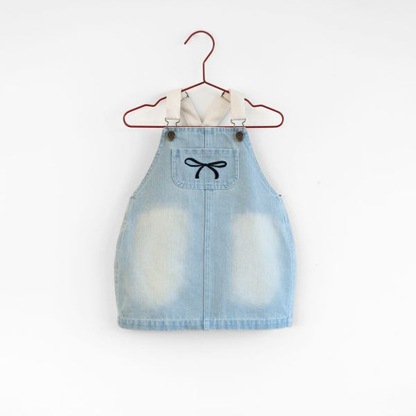 Please Mom Denim Bow Barrel Dress – Elegant Child NY