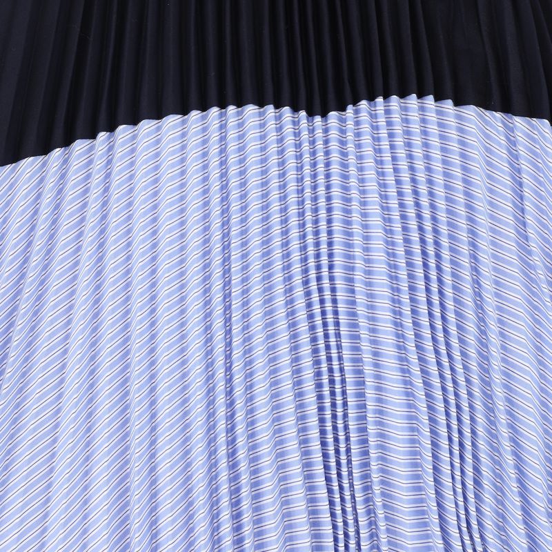 Valentina Light Blue Stripe Pleated Combo Dress