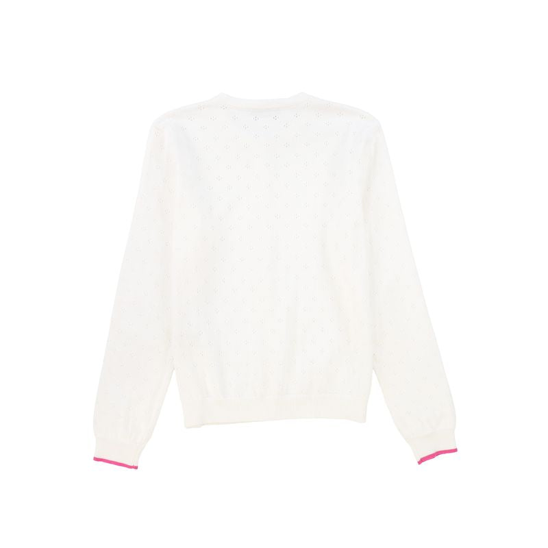 Valentina White Pointelle Knit Cardigan