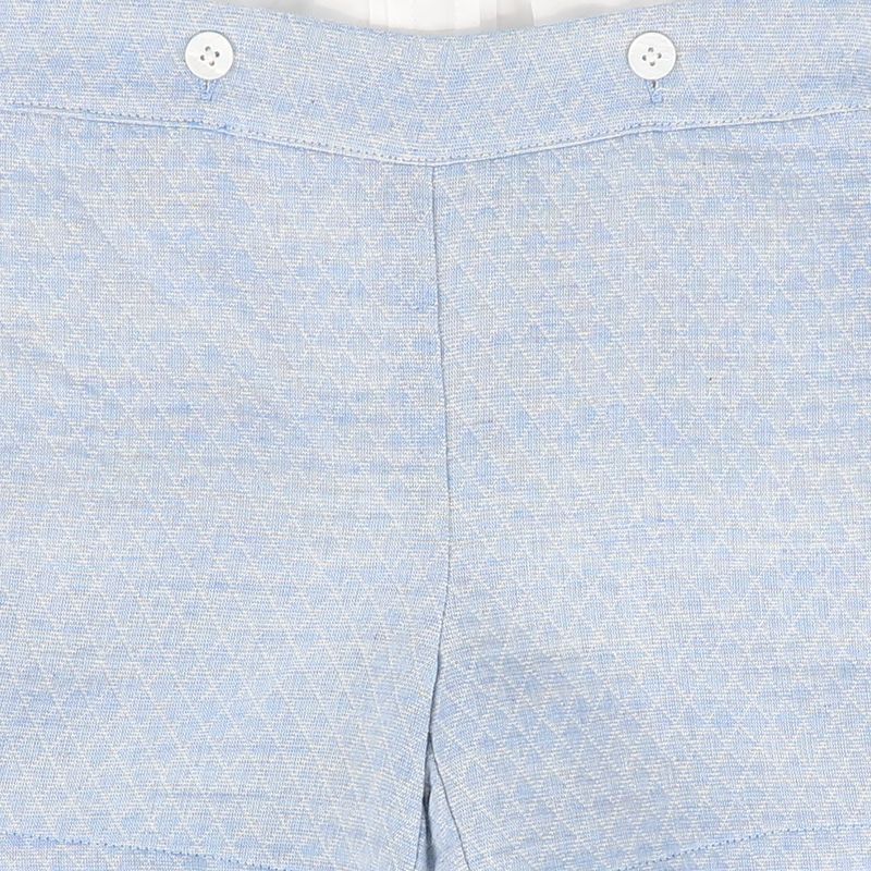 Le Bourdon Light Blue Textured Piped Trim Shorts Set