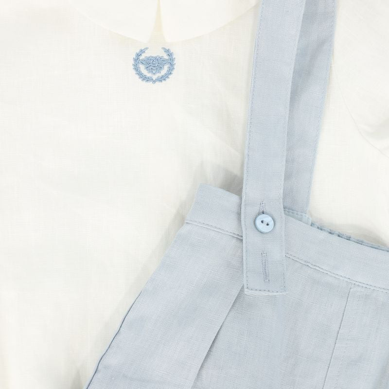 Le Bourdon White/Blue Bubble Overalls Set