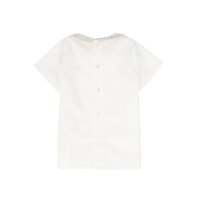 Le Bourdon White/Tan Collar Blouse