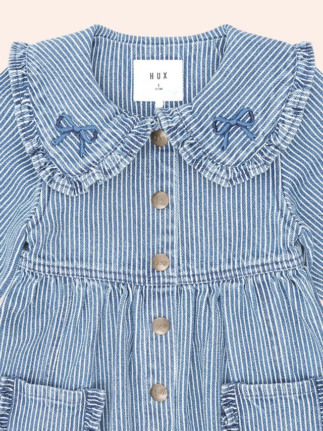 Hux Vintage Bow Collar Denim Dress