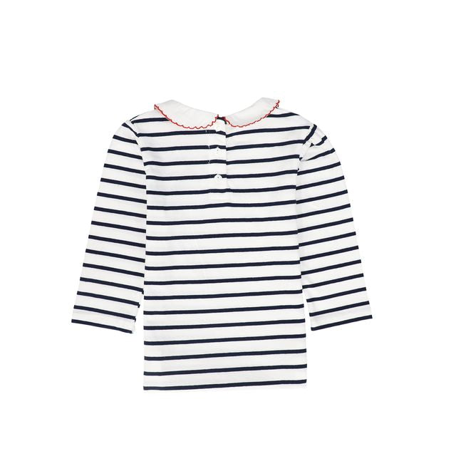 Bamboo Navy/White Stripe Collar Tee