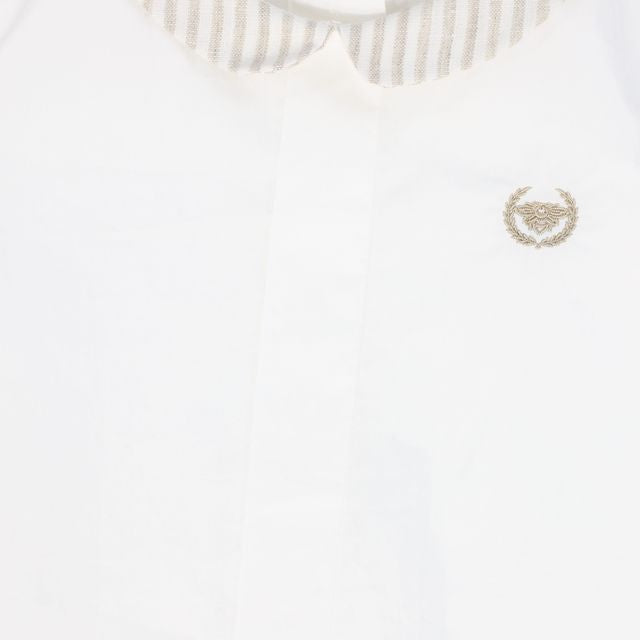Le Bourdon White/Tan Collar Blouse