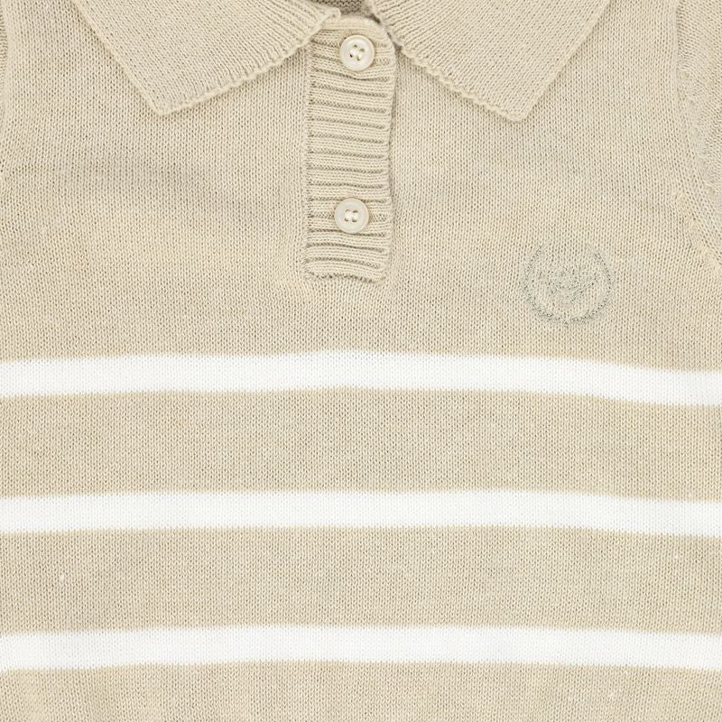 Le Bourdon Tan Trim Knit S/S Sweater