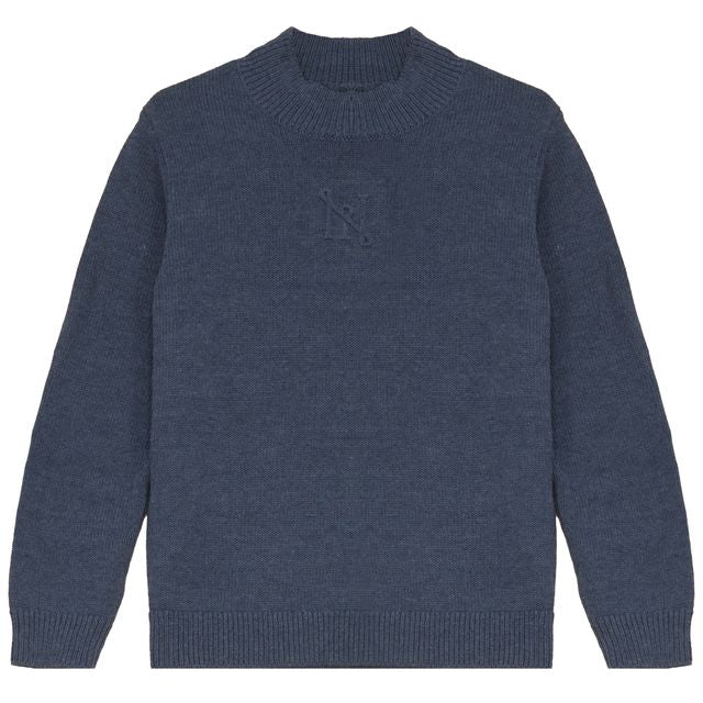 Calla Lili Blue Mock Neck Embossed Sweater *PREORDER  WILL SHIP IN TWO WEEKS*