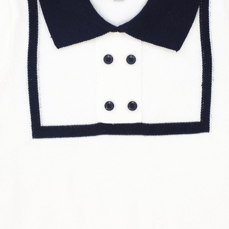 Bace Ivory Collared Trim Sweater