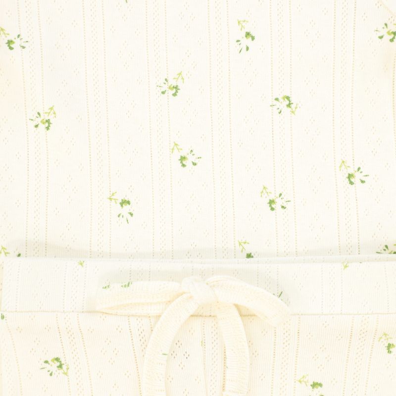 Bebe Jolee White/Green Pointelle Floral Short Set