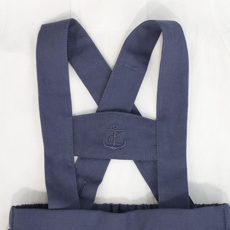 Bamboo Navy/White Suspender Short Set