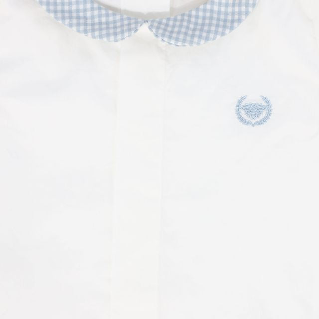 Le Bourdon White/Blue Collar Blouse