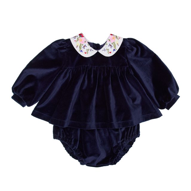 Paade Mode Haven Dark Blue Velvet Bloomer Set