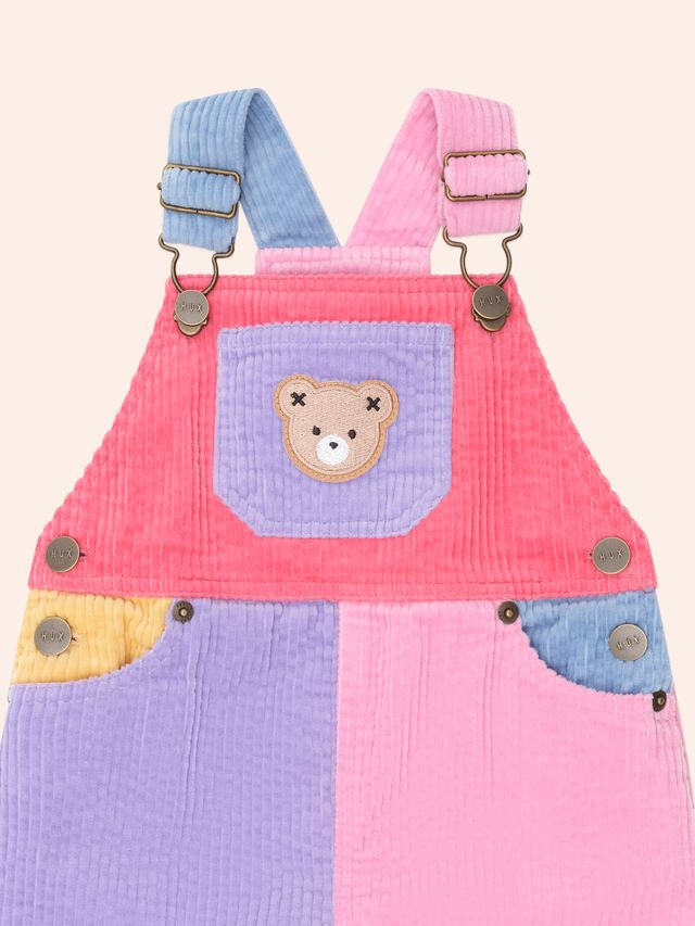 Hux Colour Block Girl Cord Overall