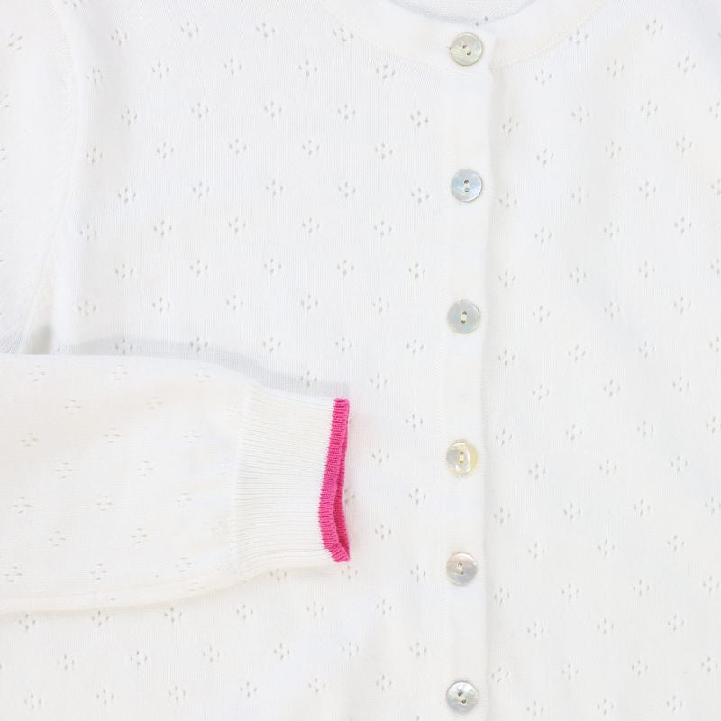 Valentina White Pointelle Knit Cardigan