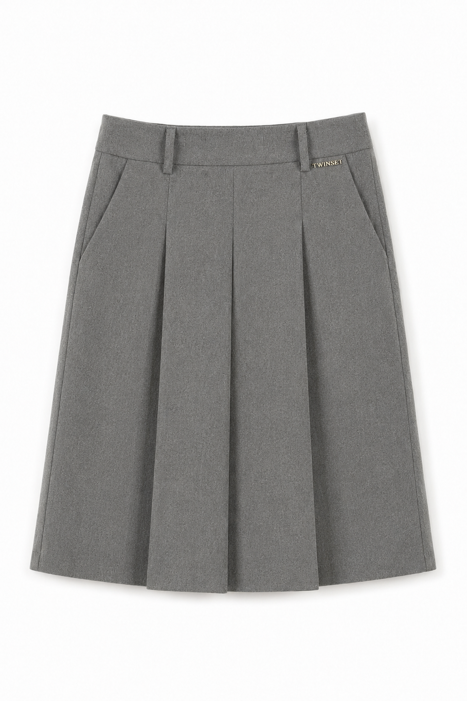 Twinset Medium Grey Melange Con Pieghe Skirt