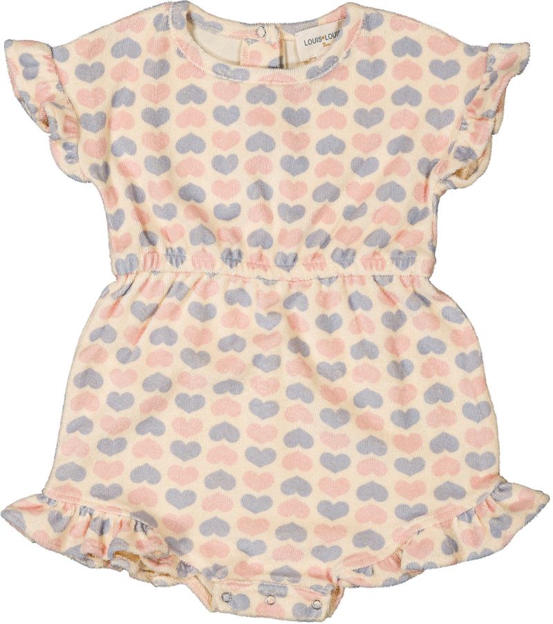 Louis Louise Pampa Pink Terry Heart Romper