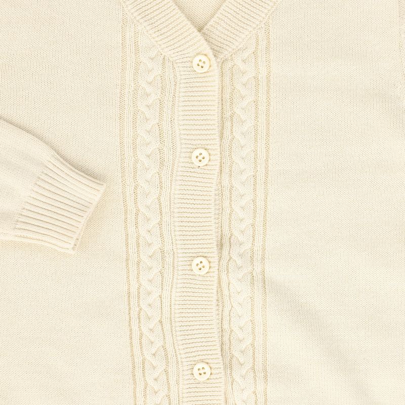 Le Bourdon Beige Cable Stripe Collar Knit Cardigan