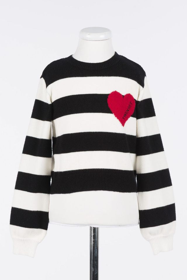 Twinset Riga Nero Magenta Heart Knit Top