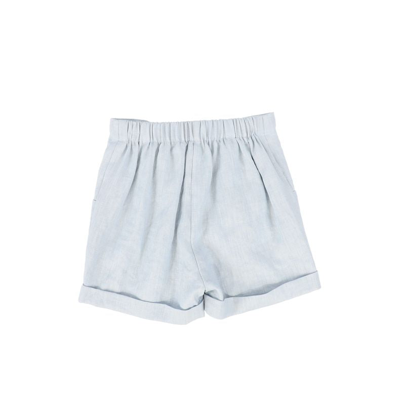 Le Bourdon Blue Linen Seam Shorts