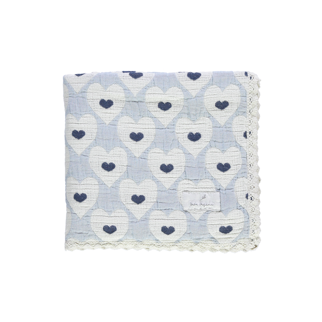 Bebe Organic Love Blue Heart Motif Blanket