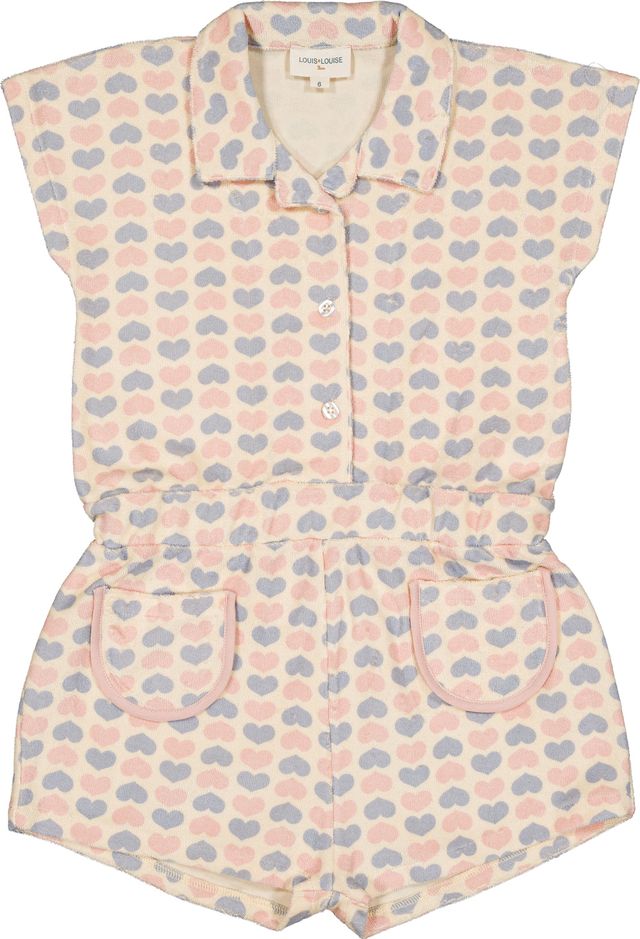Louis Louise Lola Pink Terry Heart Romper