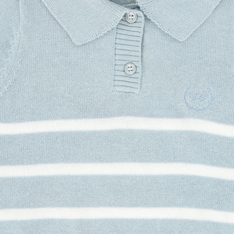 Le Bourdon Blue Trim Knit S/S Sweater