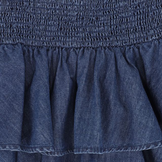Bamboo Denim Tiered Smocked Skirt